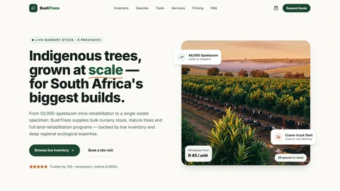 BushTrees — Indigenous Tree Nursery & Land Development website designed by MTJ Digital