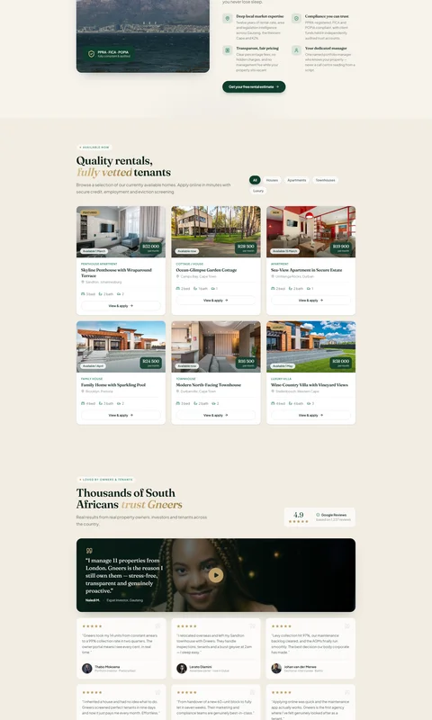Gneers Property homepage