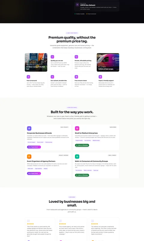 Paw Prints homepage hero