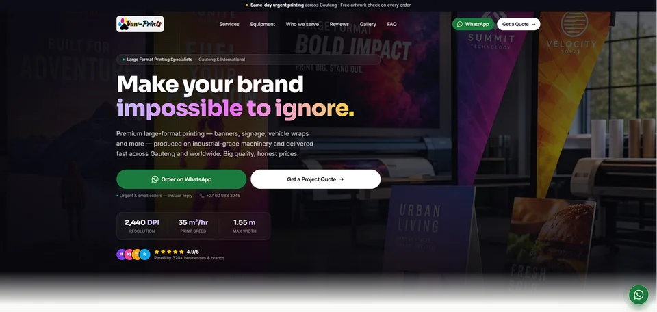 Paw Prints — Large-Format Printing website designed by MTJ Digital