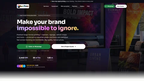 Paw Prints — Large-Format Printing website designed by MTJ Digital